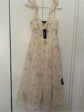 Lulu's Floral Tie-Shoulder Midi Dress